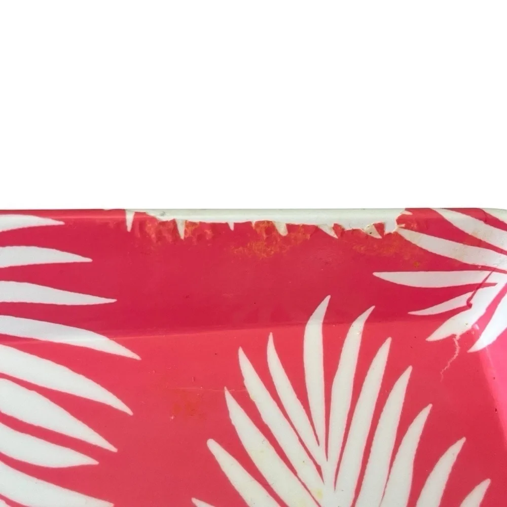 Palm Tree Green Pink & White Botanical Acrylic Handles Serving Tray